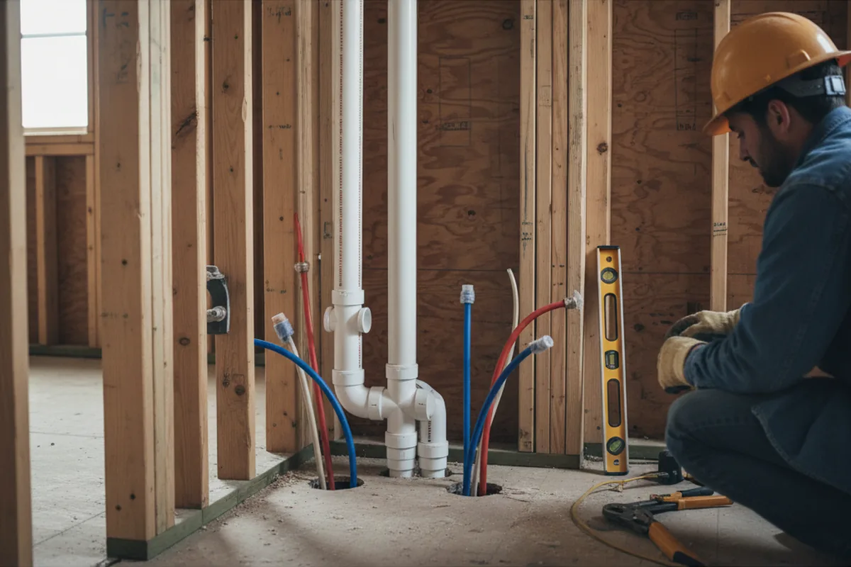 Drain and supply rough-in during Leak Detection in Norman