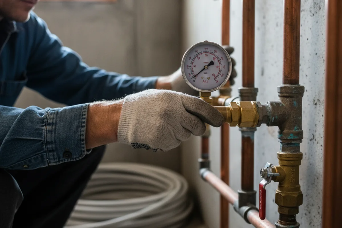 Pressure testing a repaired line during Water Line Repair in Norman